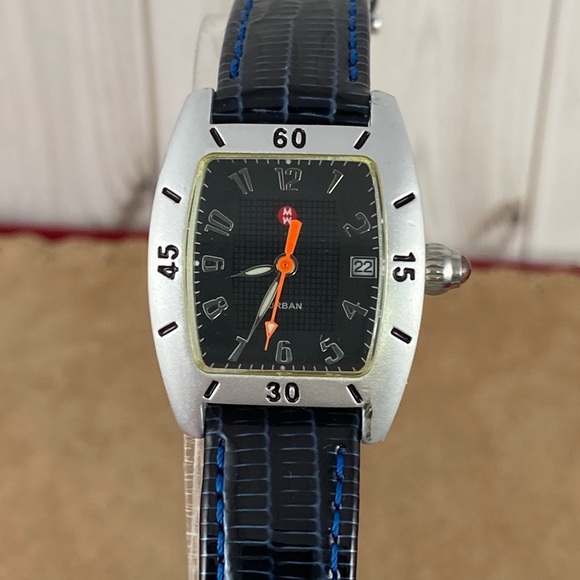 Michele Urban Watch Mini Aluminum Black Dial Blue or Red Strap with Box - Picture 2 of 12